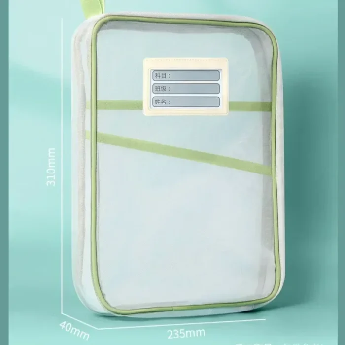 L-Type Double Zipper Large Capacity Books Homework Organizer A4 File Folders Student Stationery Transparent Storage Bag - Image 5