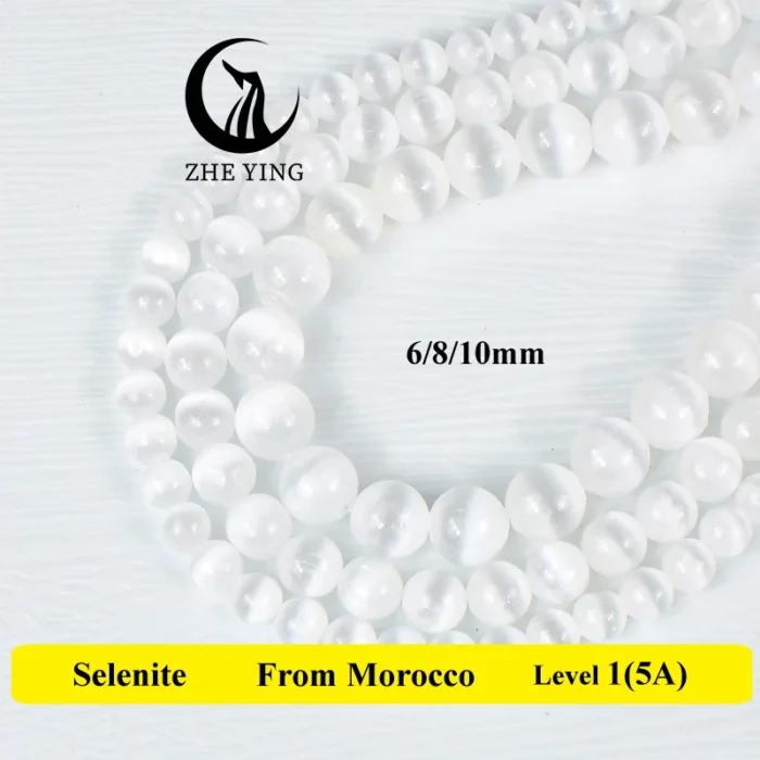 5A Genuine Natural Selenite Stone Near-round Loose Gemstone Beads 6 8 10mm Pick Size Bracelet Necklace Accessories - Image 3