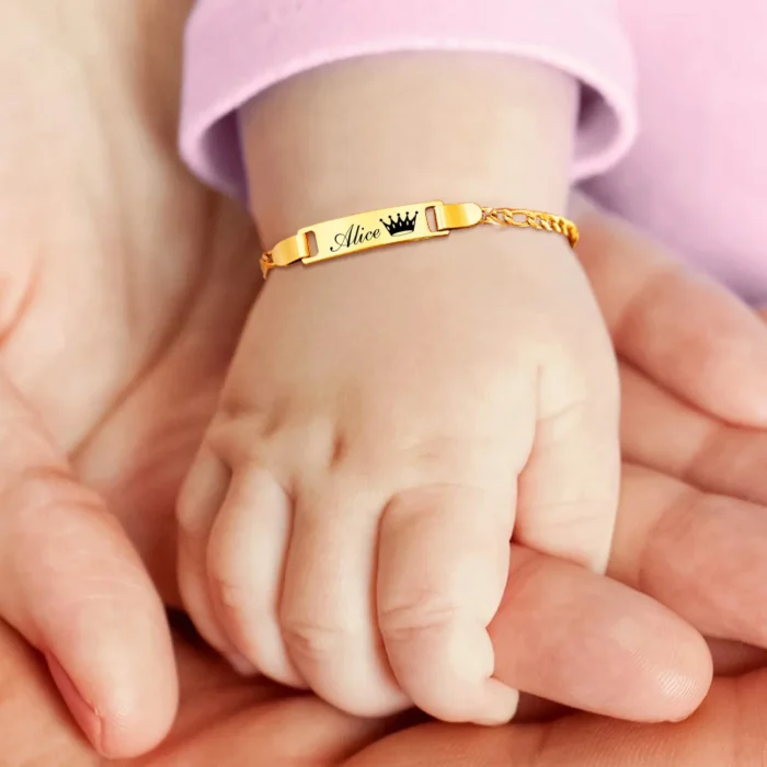 Personalize Baby Name Bracelets Non Allergy Stainless Steel Infant Baptism Bangle Jewelry Custom Boy Girl Family Love Gifts - Image 1