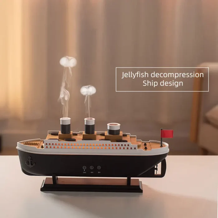 Titanic Ship Model Decoration Air Humidifier 250ml Essential Oil Diffuser Jellyfish Smoke Ring Spray Aroma Diffuser For Home - Image 2
