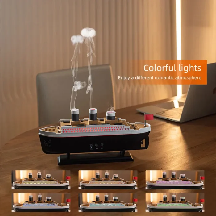Titanic Ship Model Decoration Air Humidifier 250ml Essential Oil Diffuser Jellyfish Smoke Ring Spray Aroma Diffuser For Home - Image 3