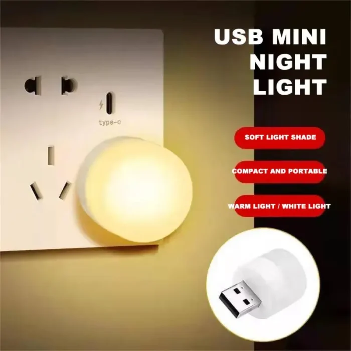 USB Book Lights USB Night Light Mini LED Night Light USB Plug Lamp Power Bank Charging Small Round Reading Eye Protection - Image 2
