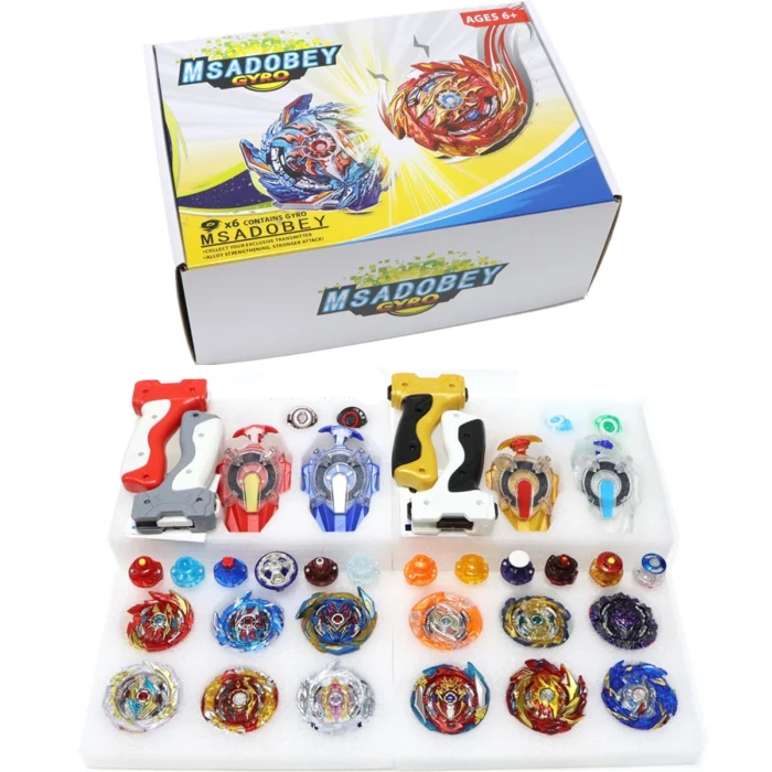 Superking 6 PCS Bey Storage Box Set with Sparking Launchers and Grips Spinning Tops Gift for Children - Image 1