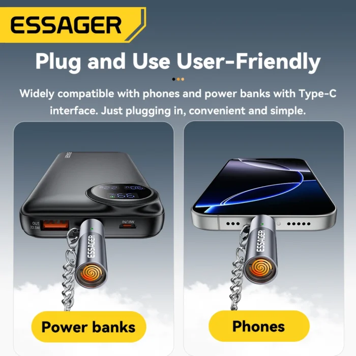 Essager Type-C Mini Lighter Tungsten Wire No Flame Safe Energy-Saving Can Be Carried OnThe Plane OTG-Compatible USB-C Lighter - Image 7