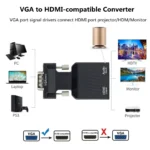LccKaa VGA to HDMI-compatible Adapter Converter 1080P HDMI to VGA Adapter For PC Laptop to HDTV Projector Video Audio Converter - Image 3