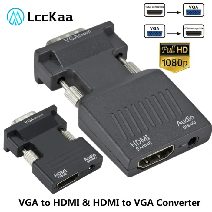 LccKaa VGA to HDMI-compatible Adapter Converter 1080P HDMI to VGA Adapter For PC Laptop to HDTV Projector Video Audio Converter - Image 1