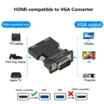 LccKaa VGA to HDMI-compatible Adapter Converter 1080P HDMI to VGA Adapter For PC Laptop to HDTV Projector Video Audio Converter - Image 2