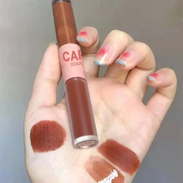 Double Headed Lip Glaze Chestnut Lip Mud Long Lasting Moisturizing Waterproof Sweatproof Matte Lipstick Korean Cosmetics - Image 4