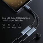 60W PD Fast Charger Cable 2 in 1 USB C Splitter Type USB C Headphones Jack Audio Adapter For Samsung S23 S22 S21 Ultra iPhone15 - Image 3