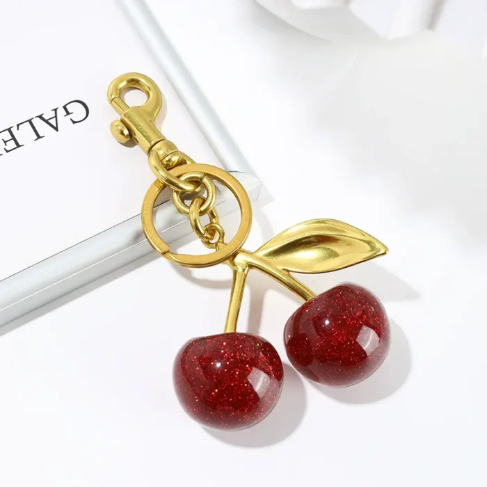 Trendy Red Cherry Pendant Keychain for Women Cute Bag Decorations Multifunctional Jewelry Car Key Accessories Charm Keyring Gift - Image 3