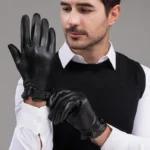 Men's Real Sheepskin Gloves Winter Warm Fleece Thickened Touch Screen Driving Riding Business Leather Gloves Thin Windproof - Image 2