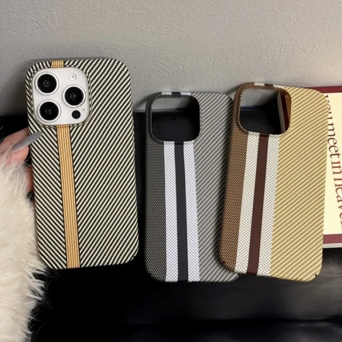 Luxury Splicing Color Carbon Fiber Business Plastic Case For iPhone 16 15 14 Plus 13 12 Pro Max 11 Cool Armor Shockproof Cover - Image 1