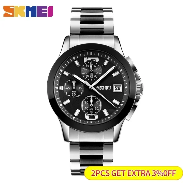 SKMEI 9126 Relogio Masculino Business Mens Watches Top Brand Luxury Watch Men 3Bar Waterproof Casual Quartz Wristwatches - Image 2