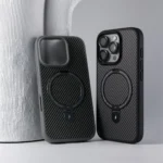 Business Carbon Fiber Bracket Magsafe Case for iPhone 16 Pro Max Plus Camera Protector Cover for iPhone 13 11 12 14 15 Pro Max - Image 6