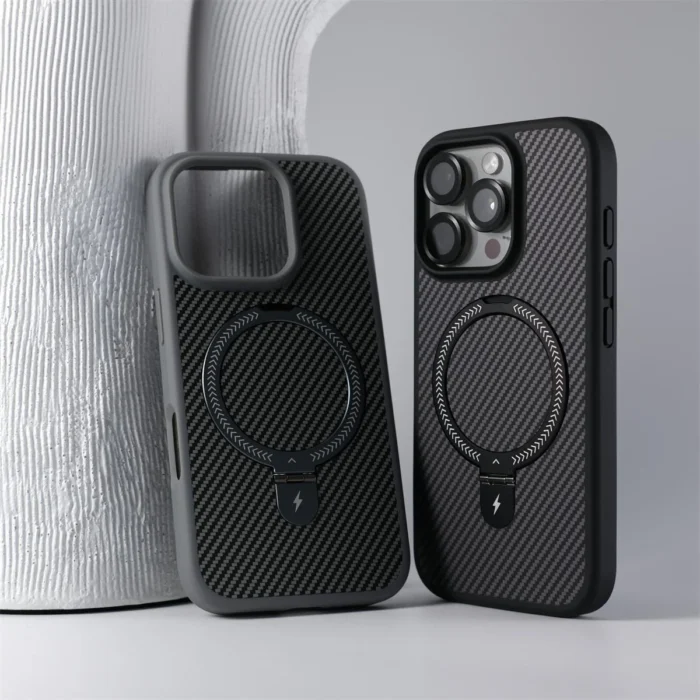 Business Carbon Fiber Bracket Magsafe Case for iPhone 16 Pro Max Plus Camera Protector Cover for iPhone 13 11 12 14 15 Pro Max - Image 6