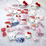 19Pcs Suit Hello Kitty Hair Clip Hairpin for Girls Children's Cinnamoroll Hello Kitty Accessories Hairpin Bb Clip Girls Gifts - Image 4