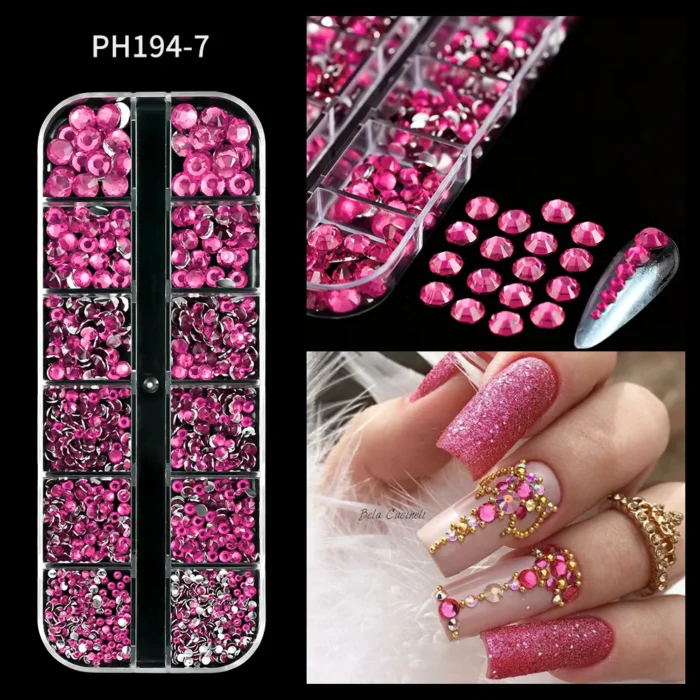 12Grid/box Gold Silver Half Round Caviar Bead Nail Charms 1/2/3/5mm Flatback Round Steel Nail Bead Micro Ball Manicure Bead - Image 6
