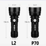 Super Bright High Power Led Flashlight P70 USB Rechargeable Flashlight Waterproof Light 26650 Battery Flashlight Camping Light - Image 2