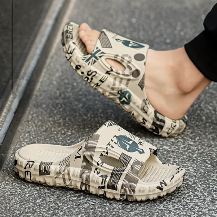 New Stylish Men Slides Shoes Indoor Comfortable Summer Male Casual Slippers Print Soft Non-slip Massage EVA Slippers Outdoor 886 - Image 3