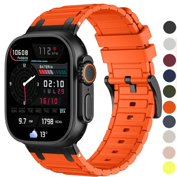Silicone strap for Apple Watch Band Ultra 2 49mm 46mm 44mm 40mm 45mm 41mm 38mm 44mm for iwatch series 10 9 8 7 6 5 4 3 2 1se - Image 1