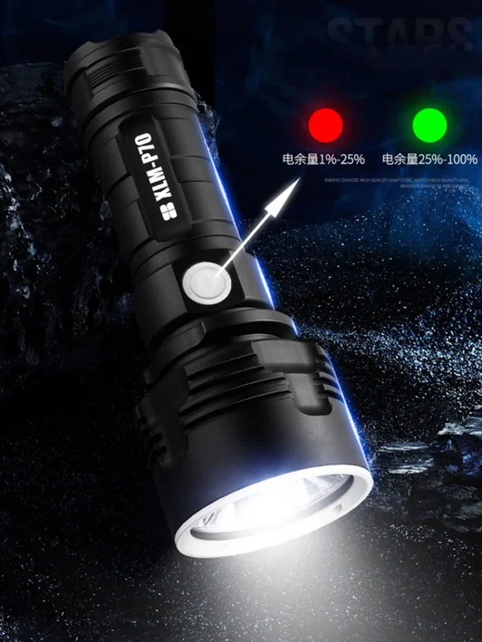 Super Bright High Power Led Flashlight P70 USB Rechargeable Flashlight Waterproof Light 26650 Battery Flashlight Camping Light - Image 4