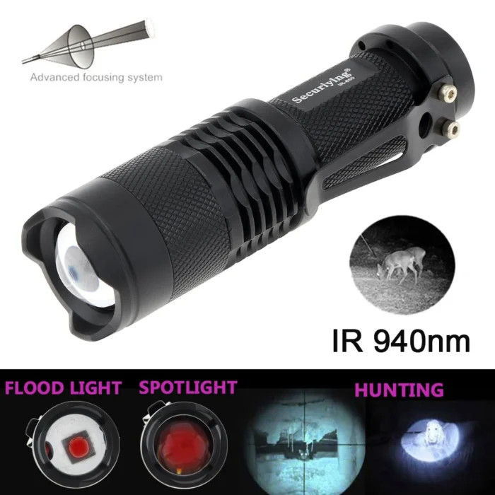 LED Tactical IR Flashlight 1000 Lumen Zoomable Focus 940nm 850nm Torch Infrared Light Hunting Torches Night Vision For Camping - Image 6