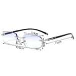 KLASSNUM Men Reading Glasses Rimless Cut Edge Presbyopic Glasses Anti Blue Light Anti Fatigue Plus Glasses Presbyopia Clear Lens - Image 6