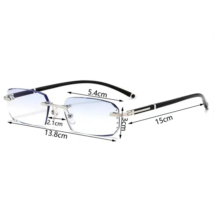 KLASSNUM Men Reading Glasses Rimless Cut Edge Presbyopic Glasses Anti Blue Light Anti Fatigue Plus Glasses Presbyopia Clear Lens - Image 6