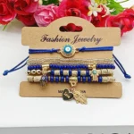 6Pcs Fatima Hand Evil Eye Bracelet Set For Women Heart Charm Beads Rope Chain Bangle Female Bohemian Handmade Jewelry - Image 4