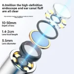 Wireless Visual Ear Endoscope Camera Ear Cleaning Tools Spoon Safe Silicone Earpick 5MP Camera Ear Wax Remover Luminous Otoscope - Image 5