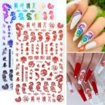Winter 3D Cartoon Chinese Dragon Nail Sticker Color Red Gold Various Design Self Pressure On Manicure Decals Nail Art Decoration - Image 2