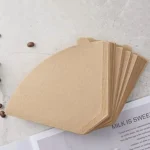 100 Pcs U Shaped Cone Coffee Filter Paper Disposable with Handle Coffee Maker Paper 1-6 Cups Unbleached Coffee Dripper Travel