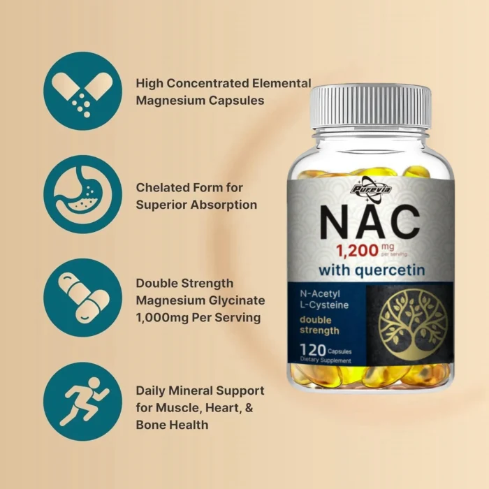 Nac Supplement 1200mg Per Serving || 240 Capsules, N-acetyl Cysteine With Quercetin || Double Strength - Support For Immune, Liv - Image 3