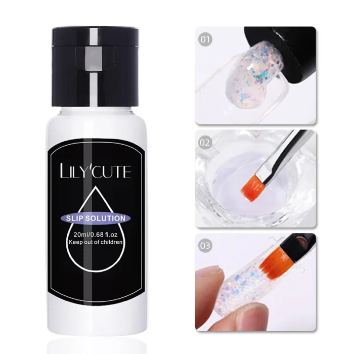 LILYCUTE 20ml Nail Liquid Slip Solution for Acrylic Gel Quick Extension SoakOFF UV Gel Nail Polish Nail Art Manicure Design Tool - Image 1