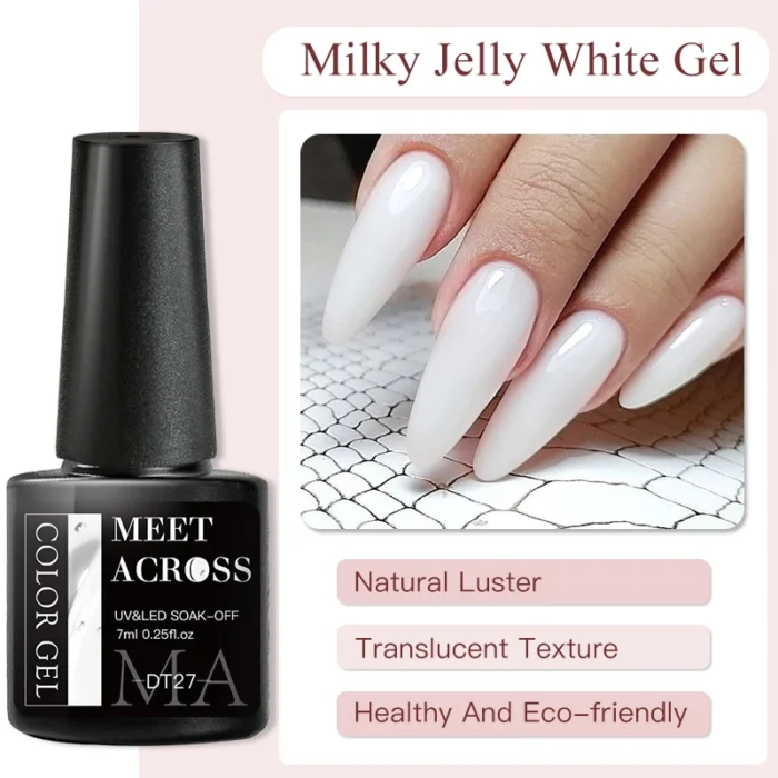 7ML Milky Jelly White Gel Nail Polish Semi Permanent Soak Off French Nails Manicure UV LED Gel Varnish Base Top Coat Nail Art - Image 4