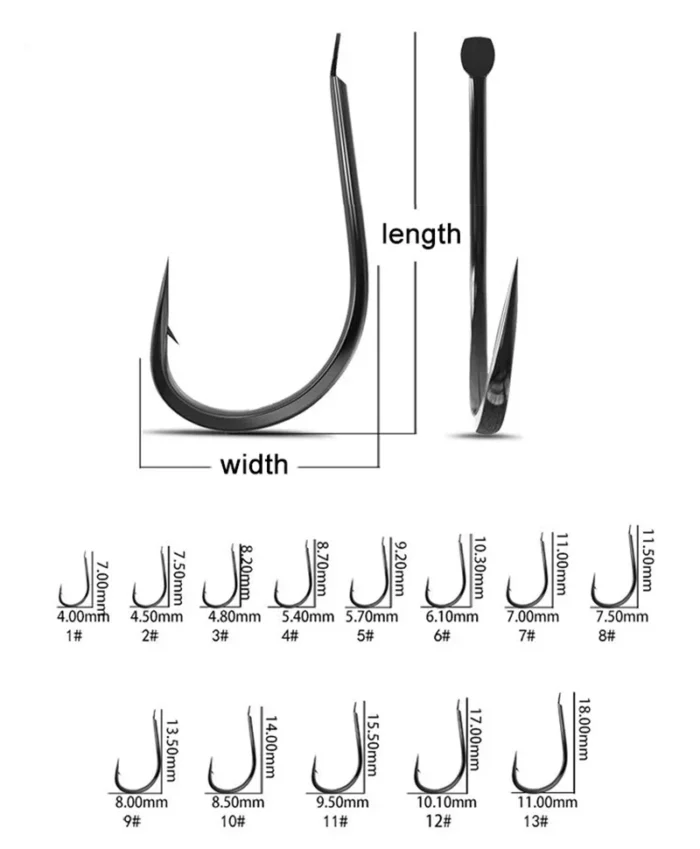 50PCS Small Fishing Hooks High Carbon Steel Freshwater Size 1 - 13 Barbed Carp Hooks - Image 2