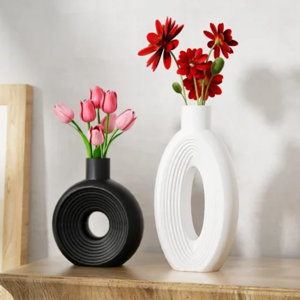 Hollow Out Round Oval Vase Epoxy Resin Molds DIY Handmade Flowerpot Gypsum Plaster Cement Concrete Mould Decoration Pot Mold