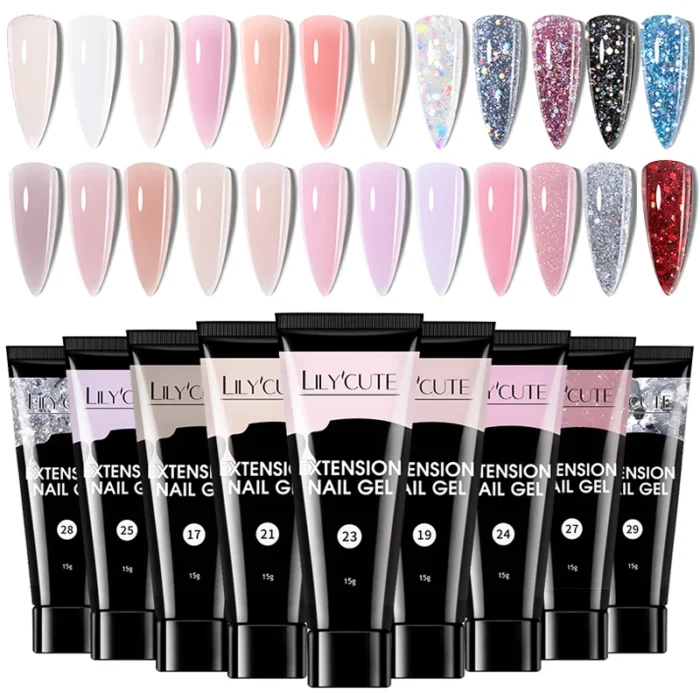 LILYCUTE Extension Nail Gel Polish Glitter Vernis Semis Permanent UV Gel For Manicure Nail Art Prolong Construction Gel - Image 1