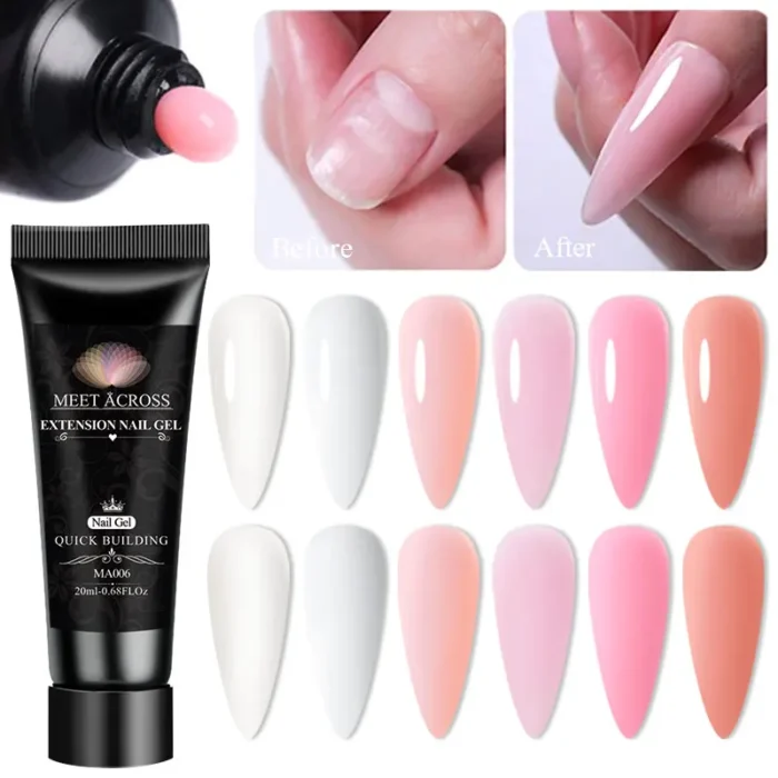 MEET ACROSS 20ml Extension Nail Gel Polish Glitter Vernis Semis Permanent UV Gel For Manicure Nail Art Prolong Construction Gel - Image 2