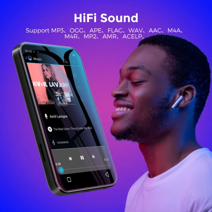 TIMMKOO 4.0" Full Touch Screen Mp3 Player Bluetooth Speakers, mp4 Walkman with WiFi, Radio, Mp3 Android up to 512GB - Image 2