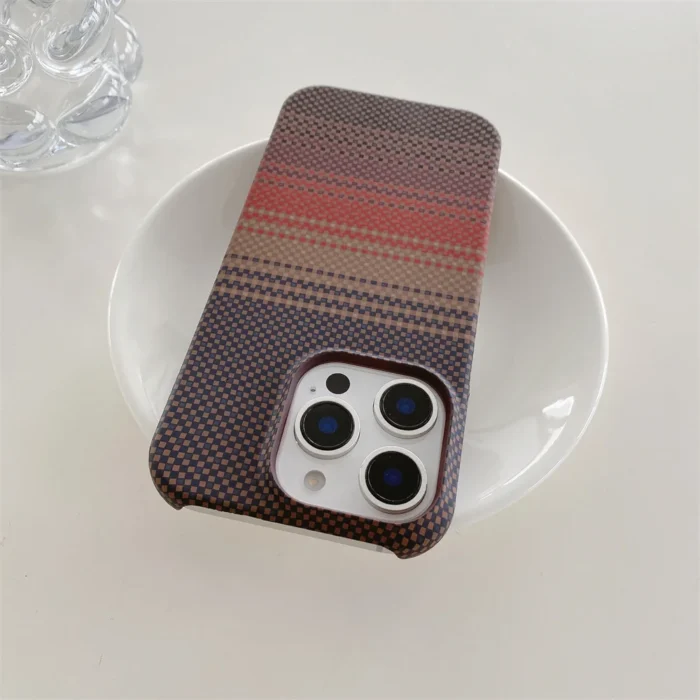 For IPhone 16 Plus 15 14 13 12 Pro Max Kevlar Pattern Phone Case Magnetic Carbon Fiber Leather Borderless Protective Cover - Image 2
