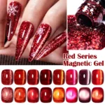 7ml Red Series Cat Magnetic Gel Nail Polish Sparkle Glitter Semi Permanent Nail Art UV Gel Varnish Manicure For Valentines Nails - Image 4