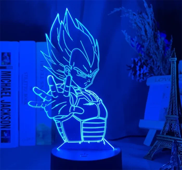 Anime Vegeta Cartoon 3D Led Light Anime Figure Night Light Dragon Ball Z King Childhood Son Goku GK Desk Lamp Decor Gift - Image 3