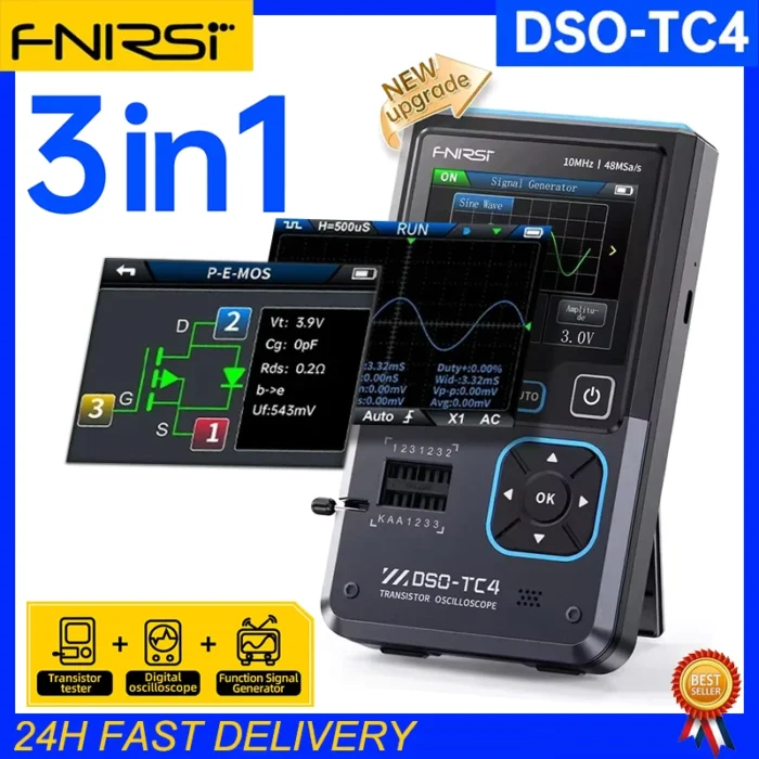 FNIRSI DSO-TC4 3in1 Digital Oscilloscope Transistor Tester Signal Generator 10MHz 48Ms/s Automative Ocsillscope LCR Tester Tools - Image 1