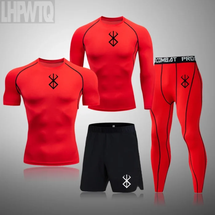 3/4PCS Tracksuit Sports Suits Gym Compression T Shirt Fitness Running Sets Jogging Sportwear Mens Sport Suit Brand Rashgard - Image 2