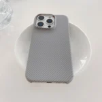 For IPhone 16 Plus 15 14 13 12 Pro Max Kevlar Pattern Phone Case Magnetic Carbon Fiber Leather Borderless Protective Cover - Image 4