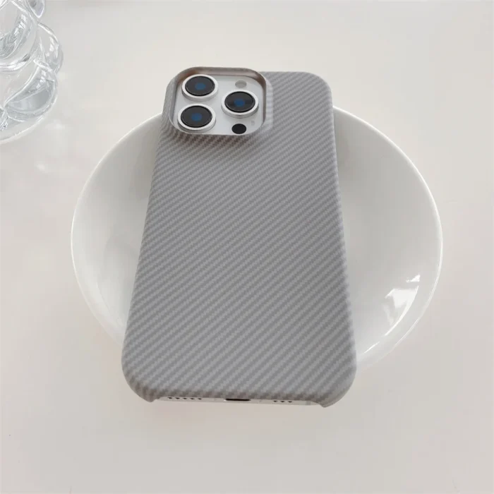 For IPhone 16 Plus 15 14 13 12 Pro Max Kevlar Pattern Phone Case Magnetic Carbon Fiber Leather Borderless Protective Cover - Image 4
