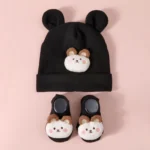 Cute Baby Hat+Socks Set Knit Cotton Newborn Beanies Cartoon Ear Infant Turban Girl Boy Hat Toddler Headwrap Children Accessories - Image 5
