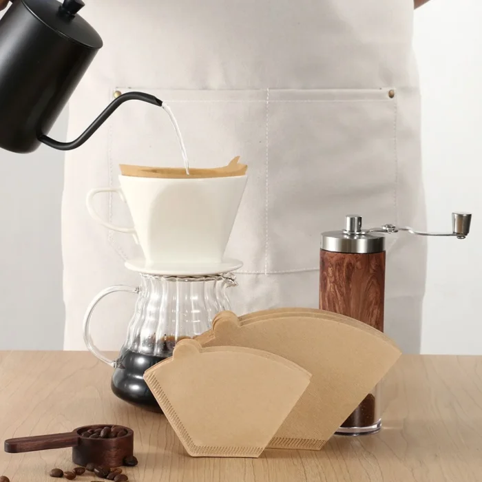 100 Pcs U Shaped Cone Coffee Filter Paper Disposable with Handle Coffee Maker Paper 1-6 Cups Unbleached Coffee Dripper Travel - Image 2