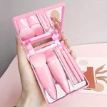 Mini Makeup Brush Set Travel Makeup Brush Set，5Pcs Portable Makeup Brush Set With Mirror - Foldable Travel Kit - Image 6